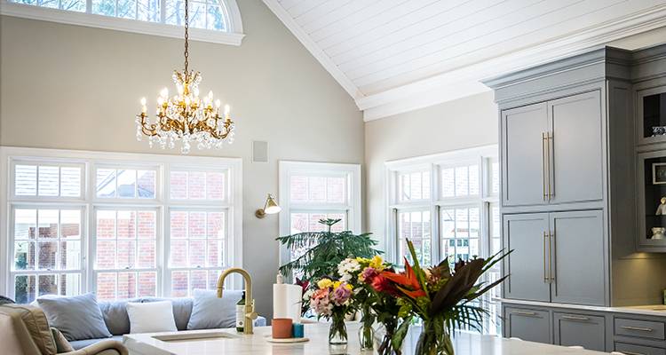 chandelier in kitchen