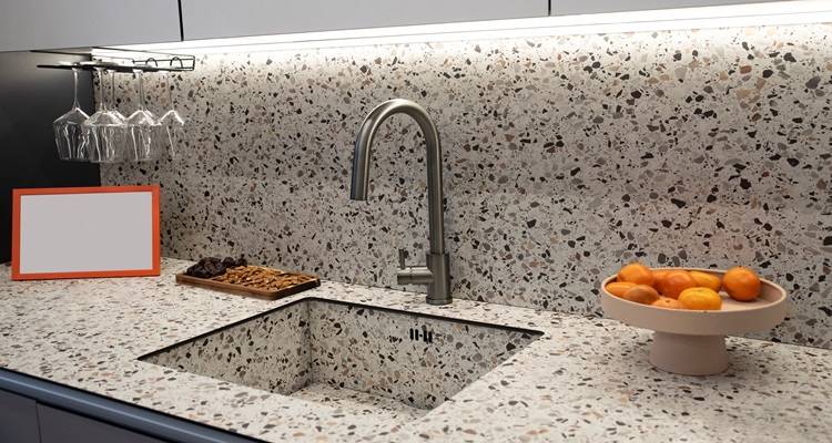 Terrazzo worktop and sink