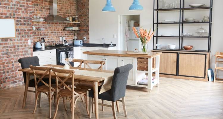 exposed brick in kitchen