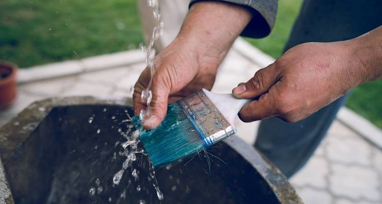 paint brushes being cleaned