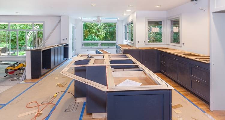 kitchen being fitted