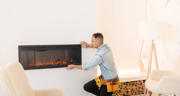 man installing fire