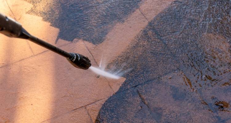 Jet washing patio