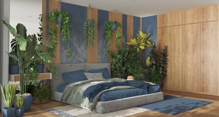 bedroom with house plants