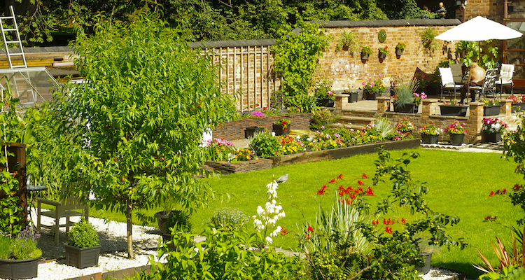 a large, well-maintained UK garden