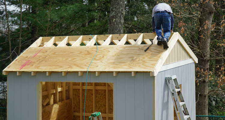 shed being constructed by a tradesperson