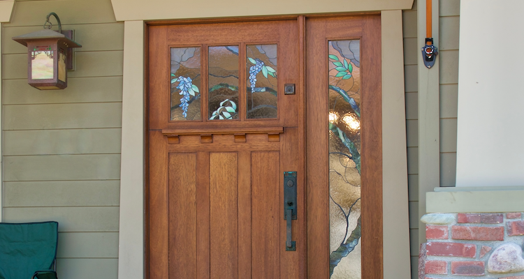 natural-looking mahogany front door