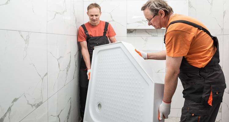 plumbers and shower tray