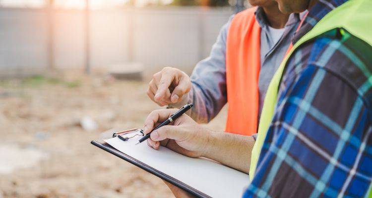 contractors looking at planning permission papers