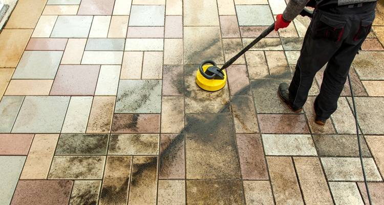 patio being cleaned