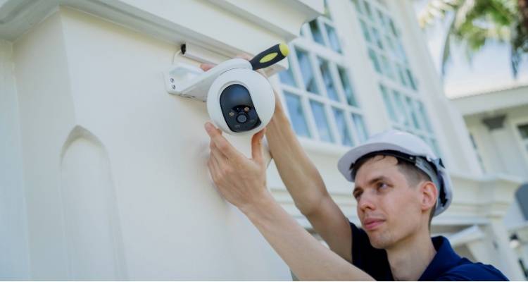 man fitting cctv