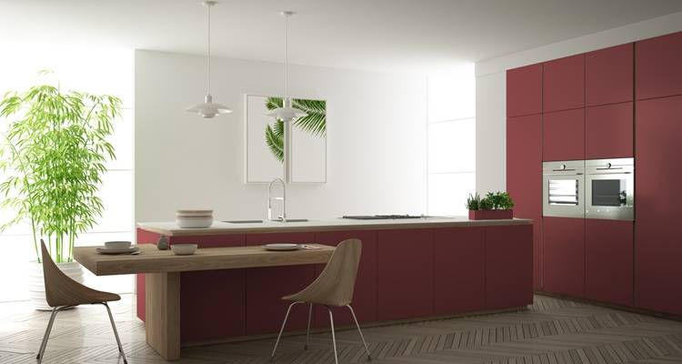 modern red kitchen