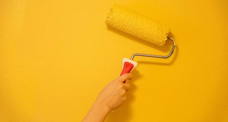 yellow wall and roller