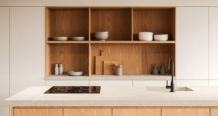 open shelves in kitchen