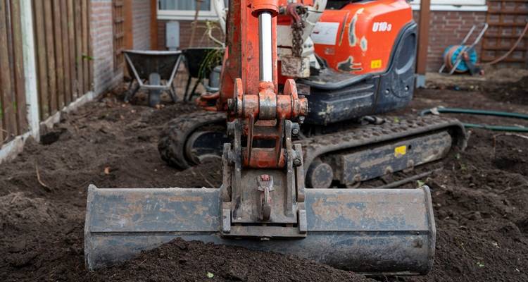 digger in garden